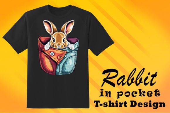 Clipart Illustration Rabbit in Pocket for T-Shirt Designs