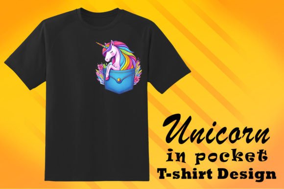 Illustration Unicorn in Pocket Design for T-Shirt Designs