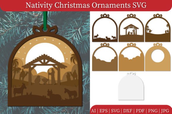 Nativity Christmas Ornaments SVG Layered for Winter Amp Branding
