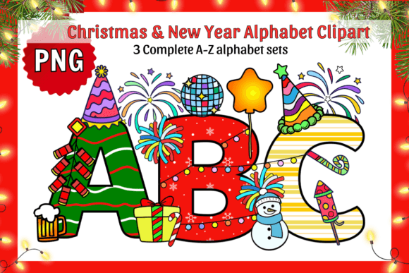 New Year Alphabet Letters PNG Clipart for Crafts & Web