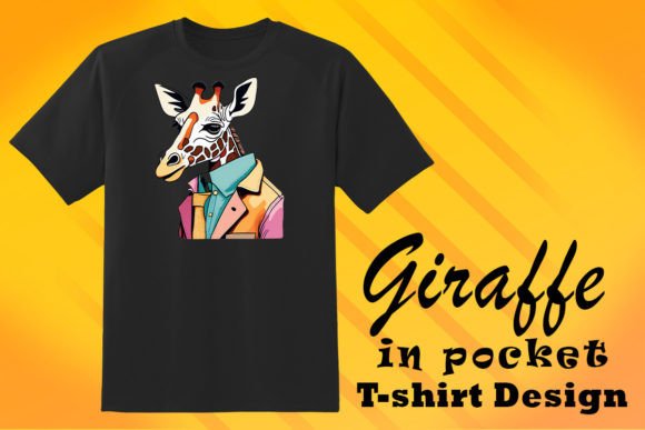 Pocket-Sized Giraffe Art for Stylish POD & T-Shirt Designs