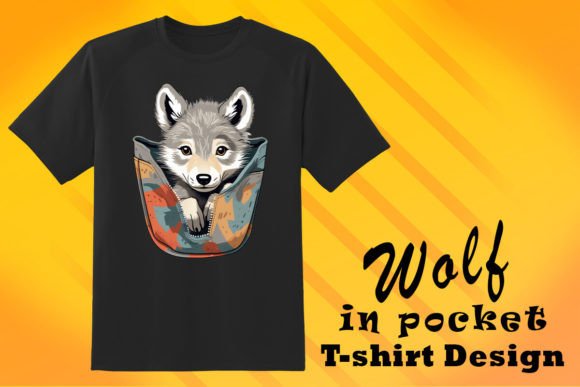 Pocket-Sized Wolf Art for Stylish POD and T-Shirt Designs