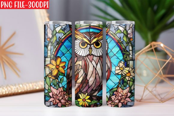 Stained Glass Owl Flowers Car Tumbler Review for Print Templates