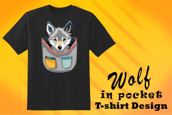T-Shirt Design Featuring a Pocket Wolf for T-Shirt Designs